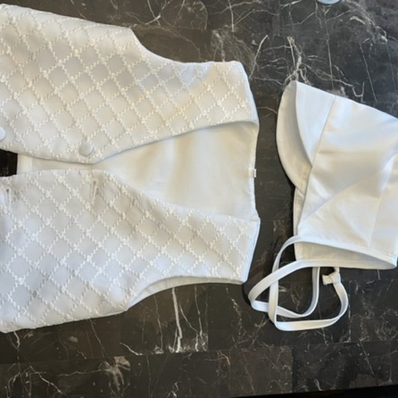 Adorable toddler white baptism or wedding suit with bonnet style hat 2T - Picture 6 of 8
